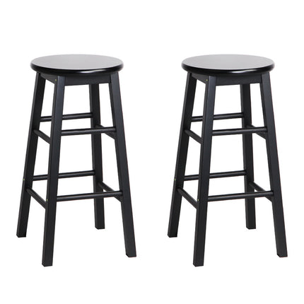 Artiss 2x Bar Stools Round Chairs Wooden Black.