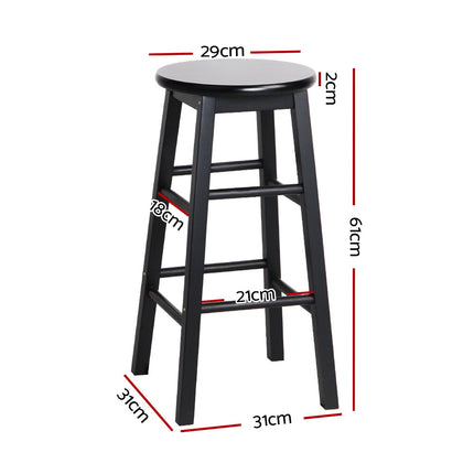 Artiss 2x Bar Stools Round Chairs Wooden Black.