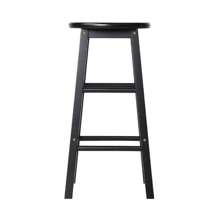 Artiss 2x Bar Stools Round Chairs Wooden Black.