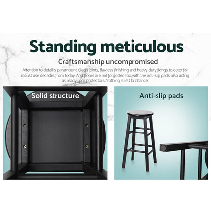 Artiss 2x Bar Stools Round Chairs Wooden Black.