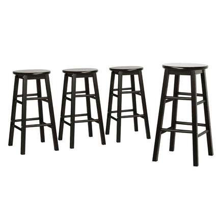 Artiss 4x Bar Stools Round Chairs Wooden Black.