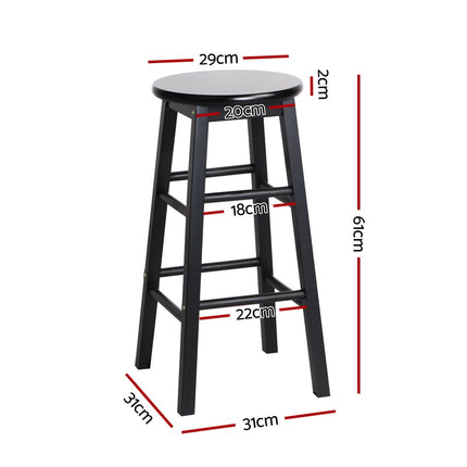 Artiss 4x Bar Stools Round Chairs Wooden Black.