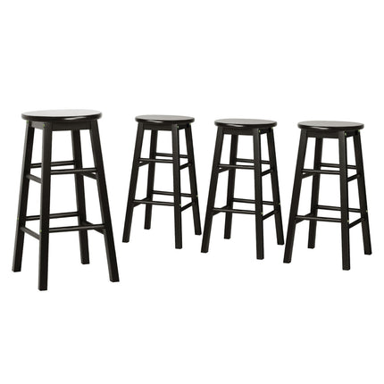 Artiss 4x Bar Stools Round Chairs Wooden Black.