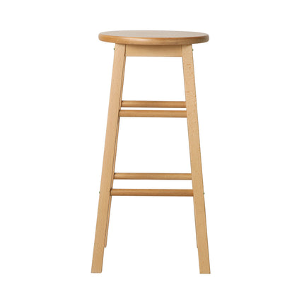 Artiss 2x Bar Stools Round Chairs Wooden Nature.