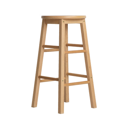 Artiss 2x Bar Stools Round Chairs Wooden Nature.