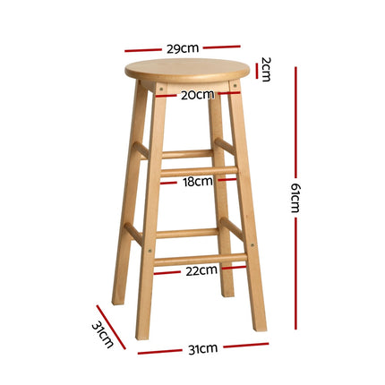 Artiss 4x Bar Stools Round Chairs Wooden Nature.