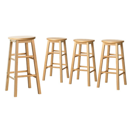 Artiss 4x Bar Stools Round Chairs Wooden Nature.