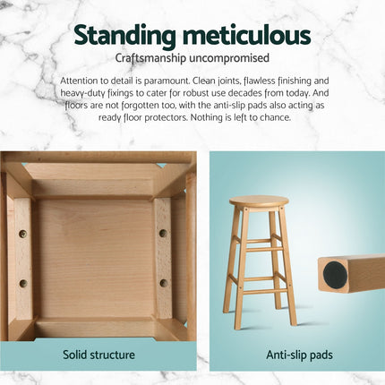 Artiss 4x Bar Stools Round Chairs Wooden Nature.