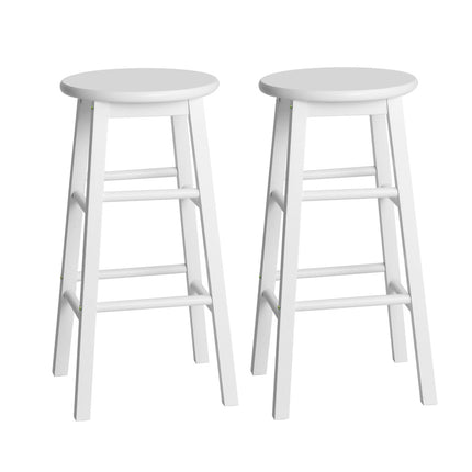 Artiss 2x Bar Stools Round Chairs Wooden White.