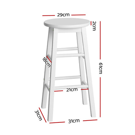 Artiss 2x Bar Stools Round Chairs Wooden White.