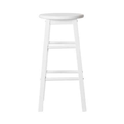 Artiss 2x Bar Stools Round Chairs Wooden White.