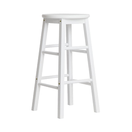 Artiss 2x Bar Stools Round Chairs Wooden White.