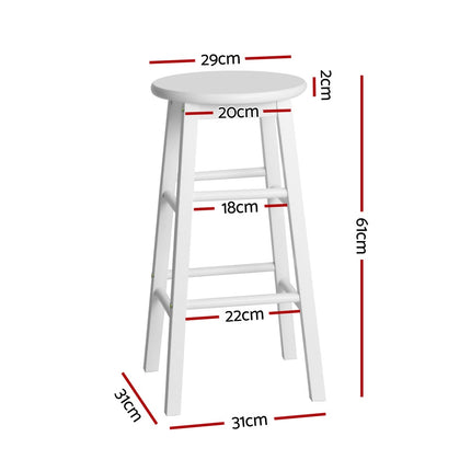 Artiss 4x Bar Stools Round Chairs Wooden White.