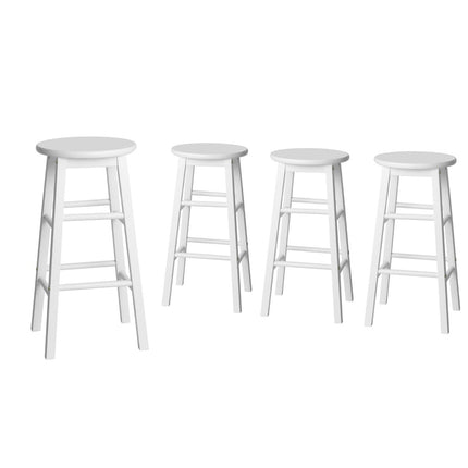 Artiss 4x Bar Stools Round Chairs Wooden White.