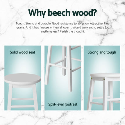 Artiss 4x Bar Stools Round Chairs Wooden White.
