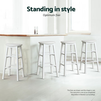 Artiss 4x Bar Stools Round Chairs Wooden White.