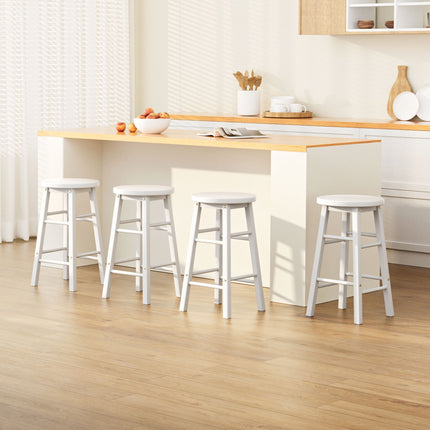 Artiss 4x Bar Stools Round Chairs Wooden White.