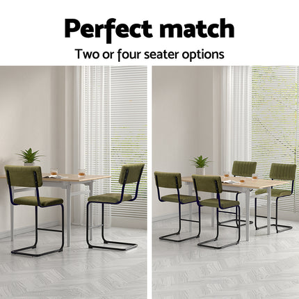 Artiss 2x Bar Stools Velvet Chairs Green.