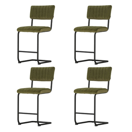 Artiss 4x Bar Stools Velvet Chairs Green.