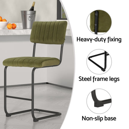Artiss 4x Bar Stools Velvet Chairs Green.