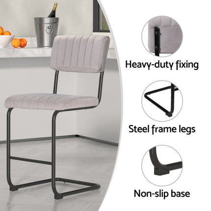Artiss 2x Bar Stools Kitchen Dining Chairs Gas Lift Stool Wooden Leather Black.