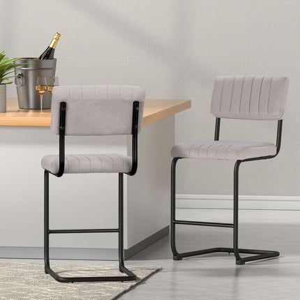 Artiss 2x Bar Stools Kitchen Dining Chairs Gas Lift Stool Wooden Leather Black.