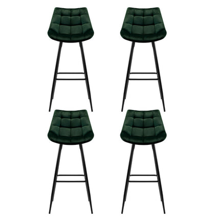 Artiss 4x Bar Stools Velvet Chairs Green.