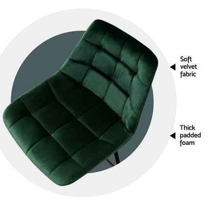 Artiss 4x Bar Stools Velvet Chairs Green.