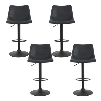 Artiss 4x Bar Stools Vintage Leather Swivel Gas Lift Black.