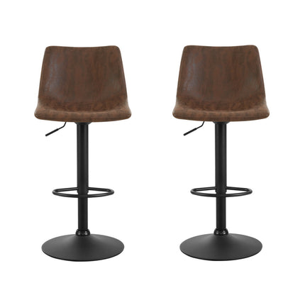 Artiss 2x Bar Stools Vintage Swivel Gas Lift Brown.
