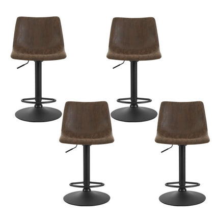 Artiss 4x Bar Stools Vintage Leather Swivel Gas Lift Brown.