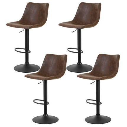 Artiss 4x Bar Stools Vintage Leather Swivel Gas Lift Brown.