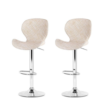Artiss 2x Bar Stools Kitchen Swivel Gas Lift Counter Chair Wing PE Rattan Beige.