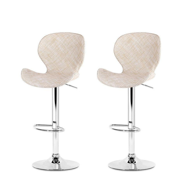Artiss 2x Bar Stools Kitchen Swivel Gas Lift Counter Chair Wing PE Rattan Beige.