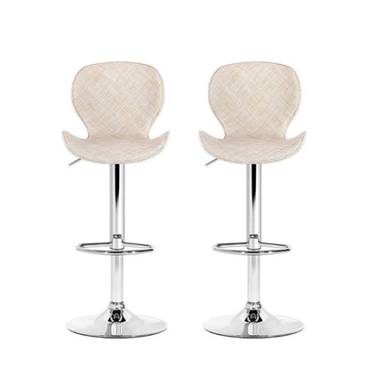 Artiss 2x Bar Stools Kitchen Swivel Gas Lift Counter Chair Wing PE Rattan Beige.