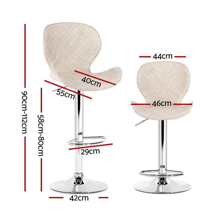 Artiss 4x Bar Stools Kitchen Swivel Gas Lift Counter Chair Wing PE Rattan Beige.