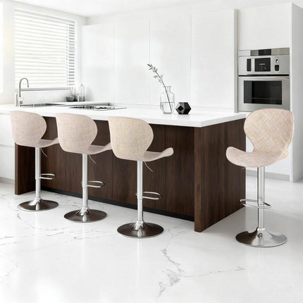 Artiss 4x Bar Stools Kitchen Swivel Gas Lift Counter Chair Wing PE Rattan Beige.