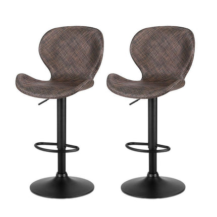 Artiss 2x Bar Stools Kitchen Swivel Gas Lift Counter Chair Wing PE Rattan Brown.