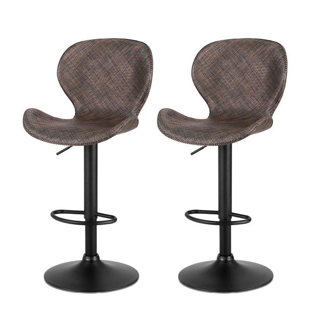 Artiss 2x Bar Stools Kitchen Swivel Gas Lift Counter Chair Wing PE Rattan Brown.