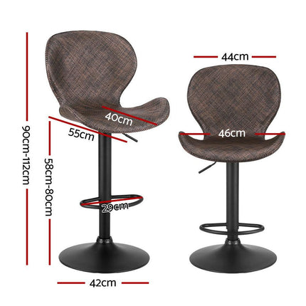 Artiss 2x Bar Stools Kitchen Swivel Gas Lift Counter Chair Wing PE Rattan Brown.