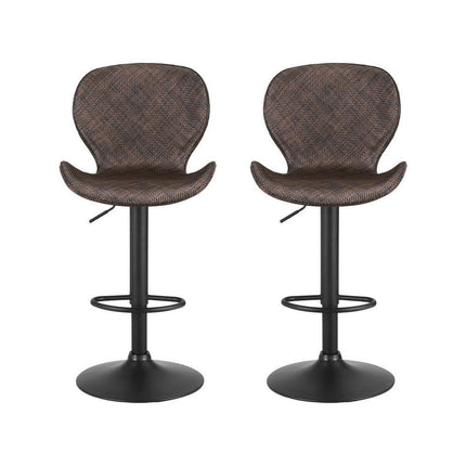 Artiss 2x Bar Stools Kitchen Swivel Gas Lift Counter Chair Wing PE Rattan Brown.
