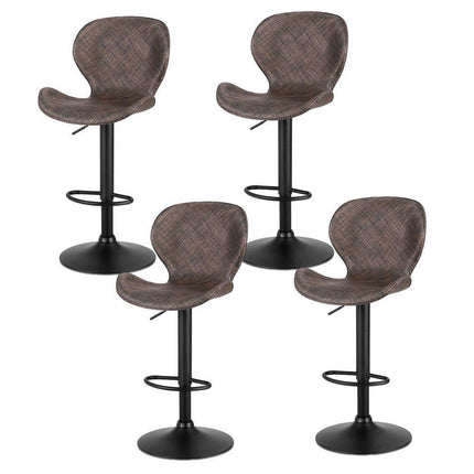 Artiss 4x Bar Stools Kitchen Swivel Gas Lift Counter Chair Wing PE Rattan Brown.