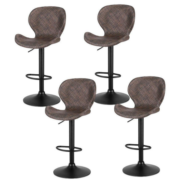 Artiss 4x Bar Stools Kitchen Swivel Gas Lift Counter Chair Wing PE Rattan Brown.