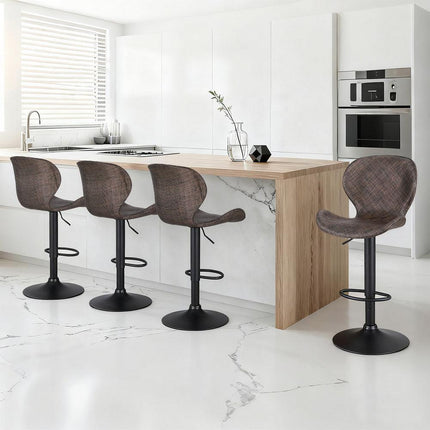 Artiss 4x Bar Stools Kitchen Swivel Gas Lift Counter Chair Wing PE Rattan Brown.