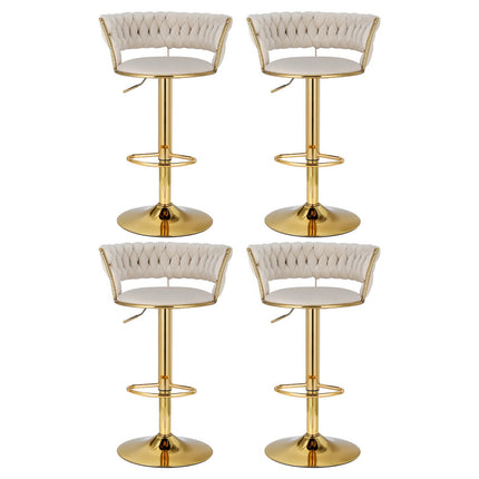 Artiss 4x Bar Stools Gas Lift Velvet Woven Backrest Ivory.