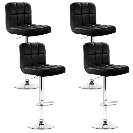 Artiss 4x Bar Stools Leather Gas Lift Black.