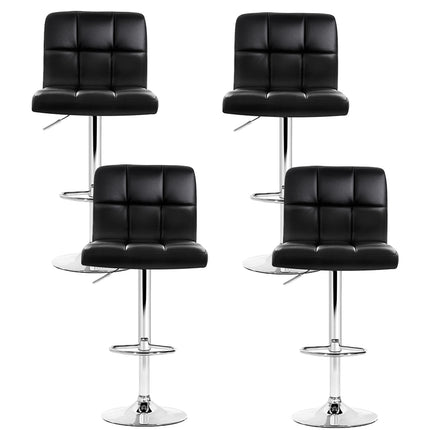 Artiss 4x Bar Stools Leather Gas Lift Black.