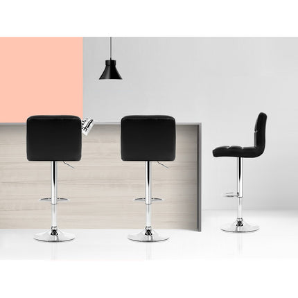Artiss 4x Bar Stools Leather Gas Lift Black.