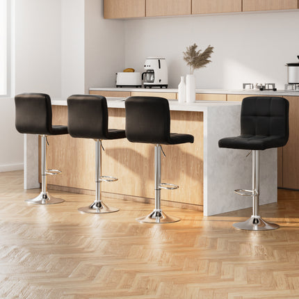 Artiss 4x Bar Stools Leather Gas Lift Black.