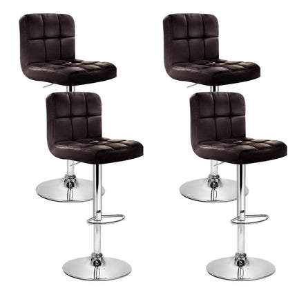 Artiss 4x Bar Stools Leather Gas Lift Brown.